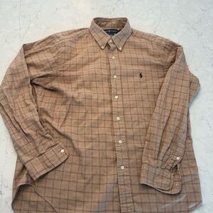 Ralph Lauren Men's Tan Plaid Button Down Shirt